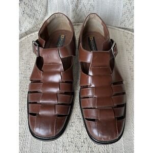 Mens Size 11 Fisherman Sandals Stacy Adams Brown Leather Shoes
